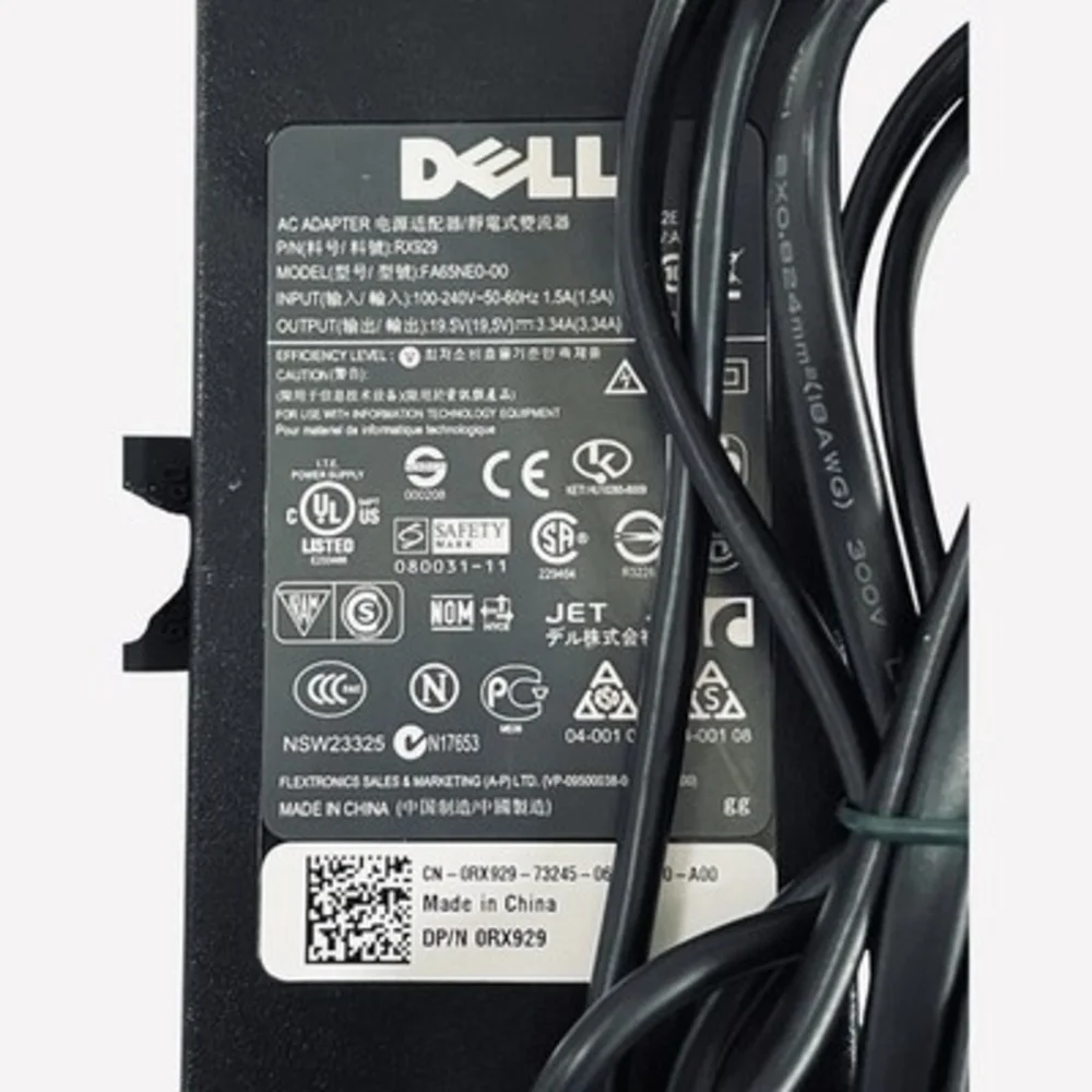 Genuine Dell 65W AC Power Adapter Charger 19.5V 3.34A FA65NE0-00 VG Condition